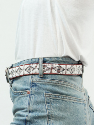 Triangle Leather Belt | White/silver