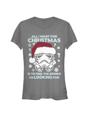 Junior's Star Wars Stormtrooper Find The Droids T-shirt