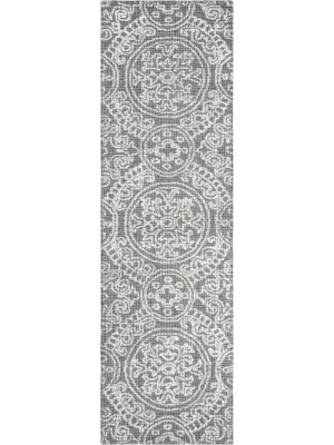 Abstract Gray/ivory Runner Rug