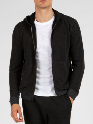 French Terry Zip-up Hoodie - Heather Charcoal