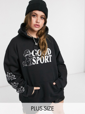 New Girl Order Curve Oversized Hoodie With Good Sport Dog Print