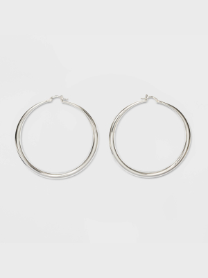 Silver Plated Graduated Hoop Earrings 60mm - A New Day™ Silver