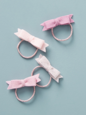 Kids Felt Bow Hair Ties, Set Of 4