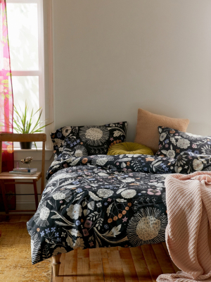 Shelby Woodblock Floral Duvet Set