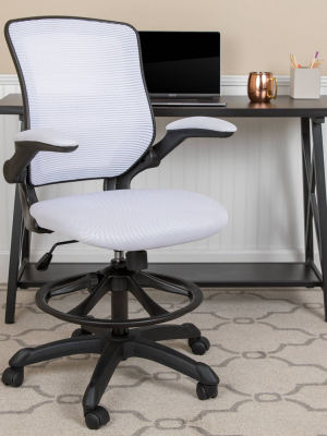 Mid Back Ergonomic Drafting Chair With Adjustable Foot Ring - Riverstone Furniture