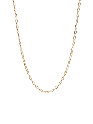 14k Gold Small Square Oval Link Chain Necklace