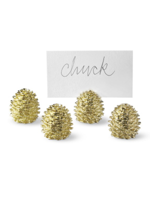 Gold Pinecone Place Card Holders, Set Of 4