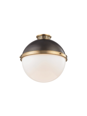 Hudson Valley Lighting Latham Ceiling Lamp - Antique Distressed Bronze & Opal Shiny