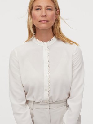 Scallop-edged Crêped Blouse