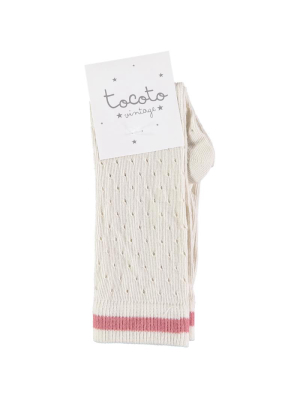 Tocoto Vintage Socks With Stripe - Pink