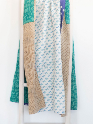 Connected Goods One-of-a-kind Kantha Quilted Throw Blanket No. 02884