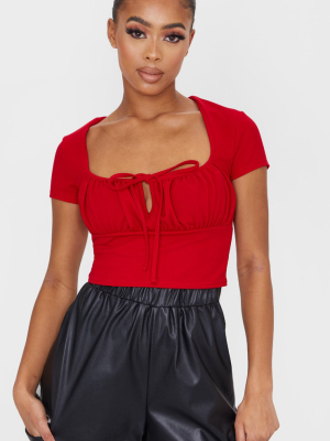 Red Tie Front Crop Top