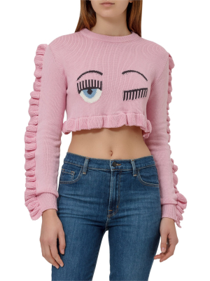 Chiara Ferragni Frill-detailed Cropped  Sweater