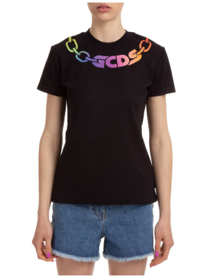 Gcds Logo Chain-print Round Neck T-shirt