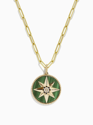 Effy Novelty 14k Yellow Gold Malachite And Diamond Starpendant, 7.14 Tcw