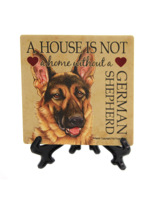 Animal 4.0" German Shephard - House Stone Coaster Easel Sjt Enterprises - Coasters