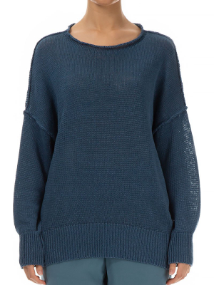 Ribbed Blue Linen Jumper