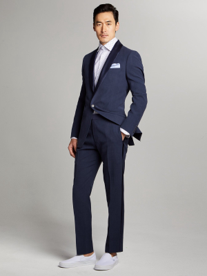 Sutton Shawl Collar Tuxedo In Navy Italian Linen