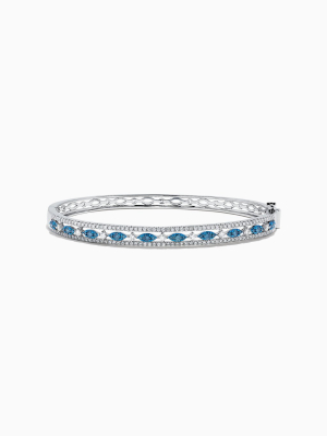 Effy Bella Bleu 14k White Gold Blue And White Diamond Bangle, 1.27 Tcw