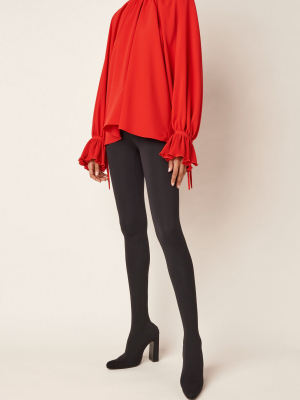 Draped Ruffle-trimmed Crepe Top