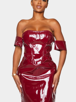 Shape Burgundy Vinyl Off The Shoulder Corset...