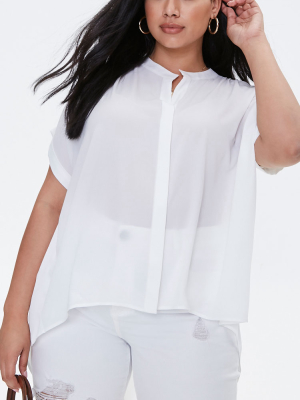 Plus Size Curved High-low Shirt