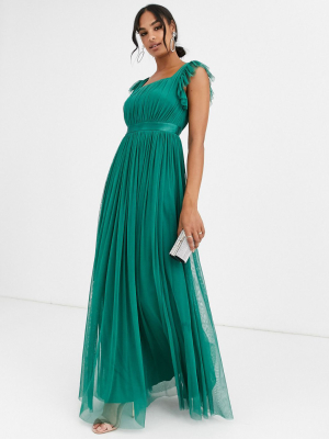 Anaya With Love Frill Maxi Dress In Emerald Green