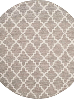 Montauk Quatrefoil Gray/ivory Round Rug