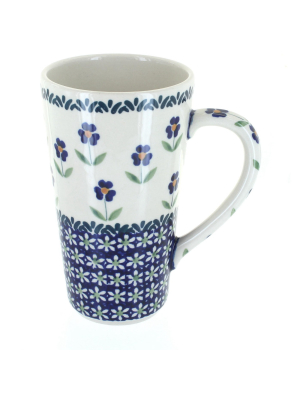 Blue Rose Polish Pottery Blue Daisy Large Coffee Mug