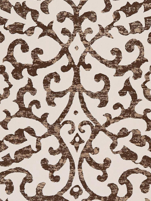 Brideshead Damask Wallpaper In Charcoal And Ivory From The Ashdown Collection By Nina Campbell For Osborne & Little