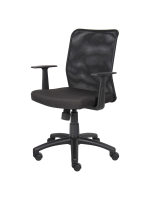 Budget Mesh Task Chair With T-arms Black - Boss Office Products