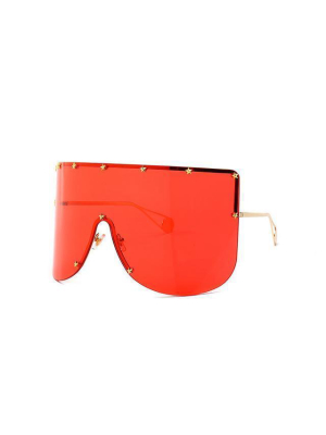 Elaiza Oversized Sunglasses - Gold Red