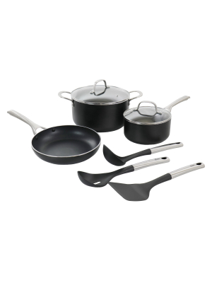 Oster Palladium 8 Piece Aluminum Cookware Set In Black