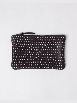 Black Dots Pony Hair Zipper Clutch