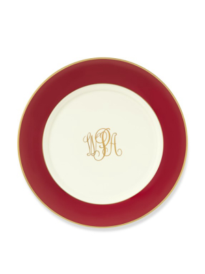 Pickard Color Sheen Dinner Plate, Red Gold