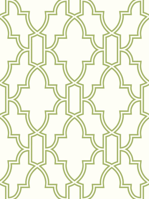 Tile Trellis Peel-and-stick Wallpaper In Green And White By Nextwall