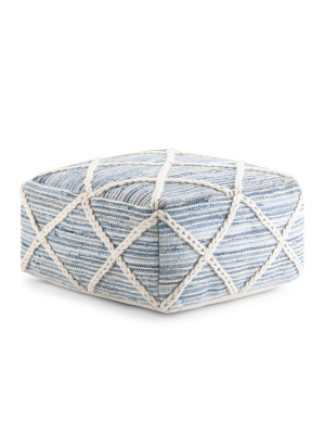 Woodley Square Pouf Natural/blue - Wyndenhall