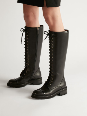 Bryn - Black Leather Lace-up Boot