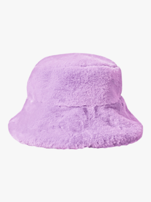 Lavender Teddy Faux Fur Bucket Hat