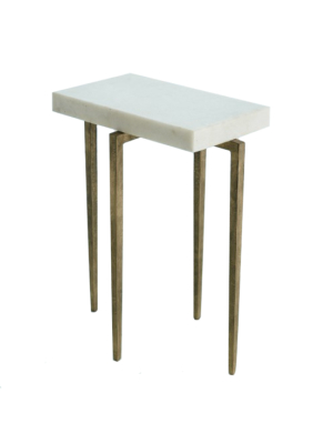 Laforge Accent Table Antique Gold W/white Honed Marble