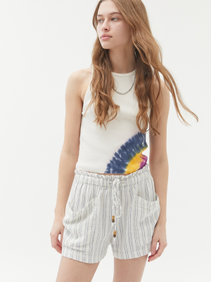 Uo River Striped Linen Pull-on Short