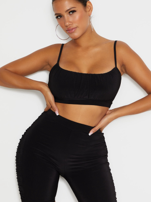 Shape Black Slinky Ruched Band Detail Crop Top