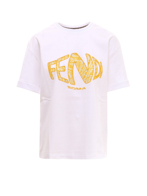 Fendi Fish Eye Logo Embroidered T-shirt