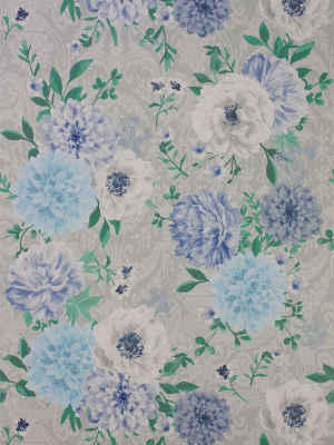 Sample Duchess Garden Wallpaper In Multi Color Flower On Gray Background By Matthew Williamson