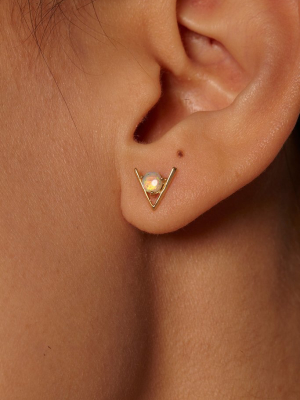 Large Opal Triangle Earrings