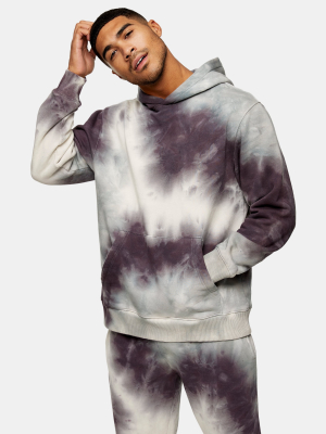 Lilac And Ecru Grey Tie Dye Hoodie