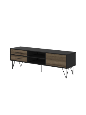 Wood And Metal Tv Entertainment Stand With 4 Drawers For Tvs Up To 60" Brown/black - The Urban Port