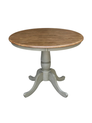 Loraina Round Pedestal Table Hickory Brown/stone Gray - International Concepts