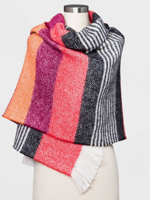 Women's Striped Blanket Scarf - A New Day™ Red