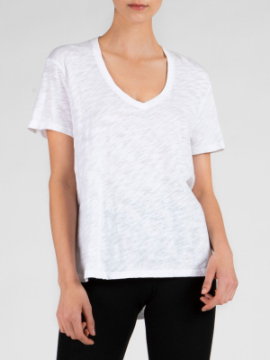 Slub Jersey Boyfriend V-neck Tee - White